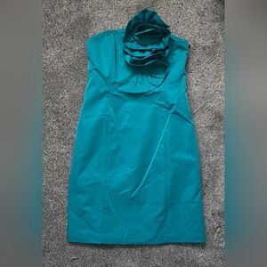 Elegant Strapless Teal Dress